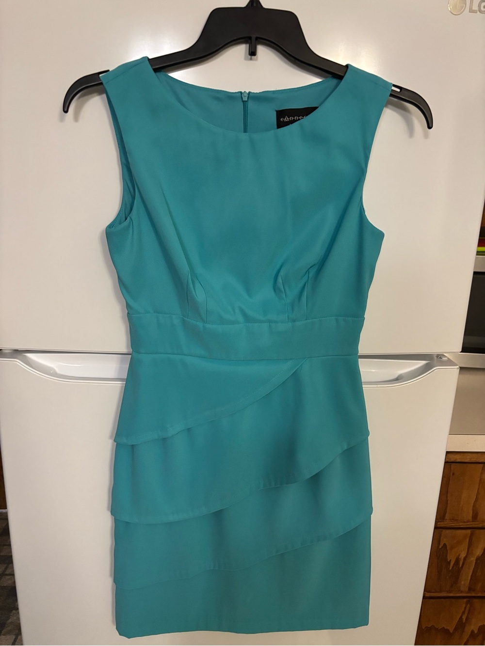 connected apparel Teal Layered Sheath Dress